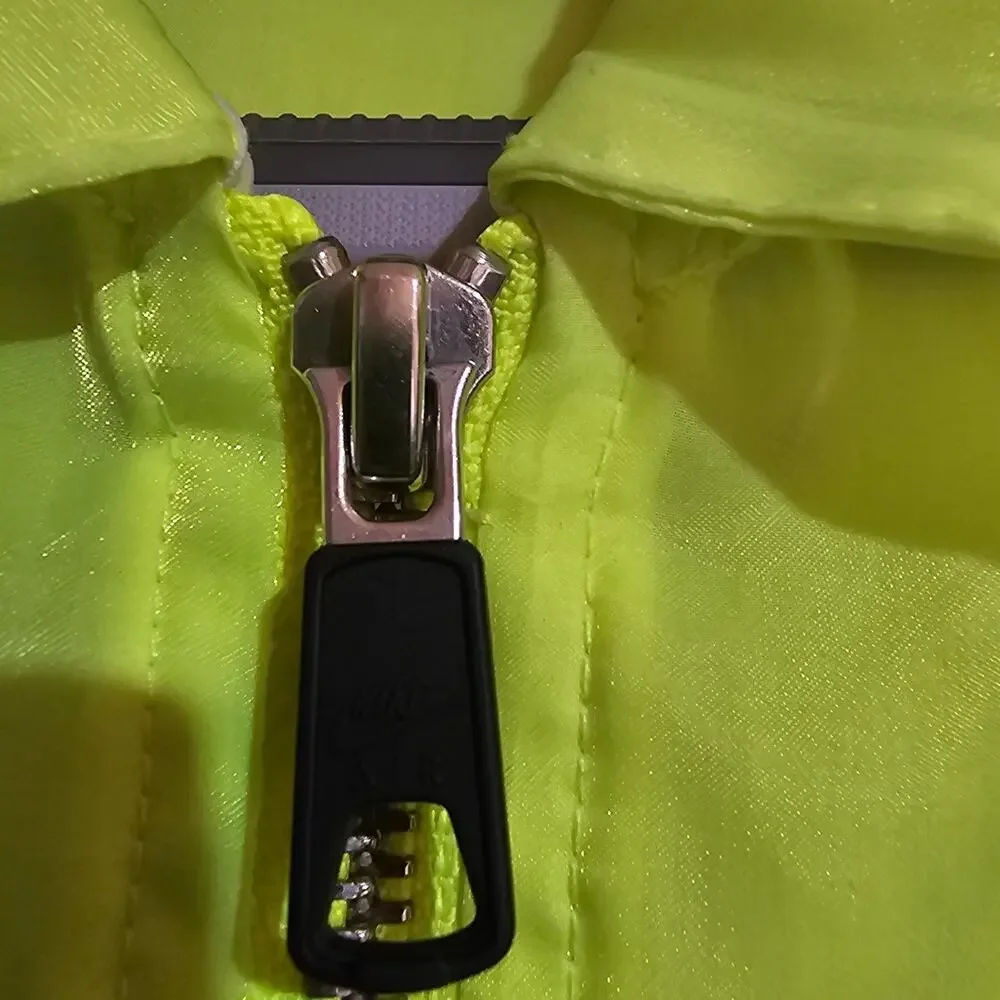 Nike Air Neon Volt Sheer Zip Windbreaker Jacket Drawstring Cropped Womens XS